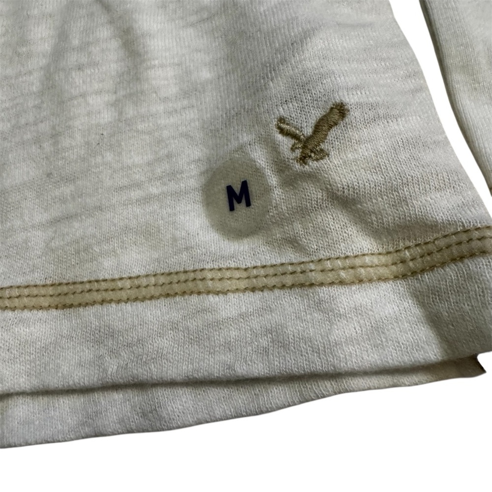 American Eagle White with a Beige Trim Hoodie Size Medium V Neck Long Sleeve NWT - Picture 9 of 11